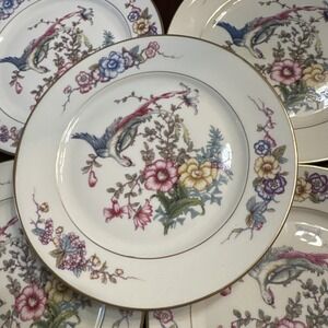 Rosenthal Phoenix Salad Plates 8" Set of 5 Bird Floral Flowers Gild Side Dessert